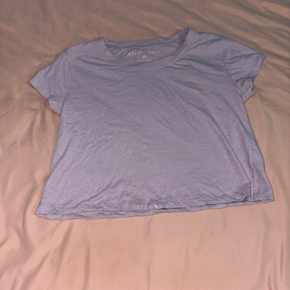 Aeropostale Purple Crop Top Short Sleeve Crew Neck